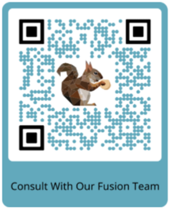 A QR code which when scanned opens Michael Weinberger's Calendly page to schedule a free Fusion Development consultation