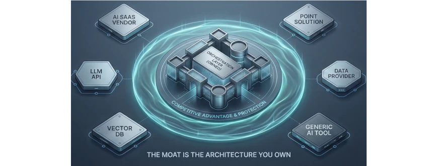 Diagram of AI orchestration layer connecting modular AI tools in enterprise architecture